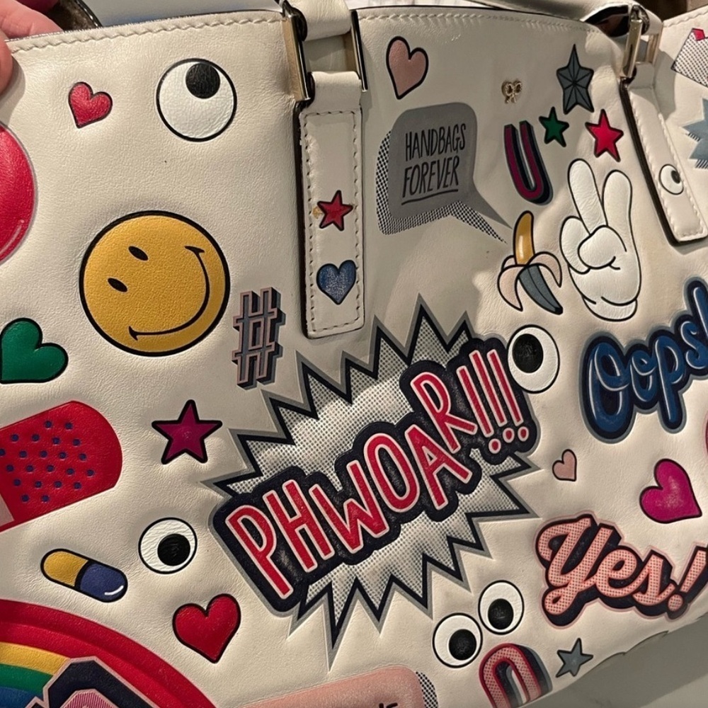 Anya Hindmarch all over sticker ebury ivory bag tote -CHICEST bag size large. - Picture 6 of 15